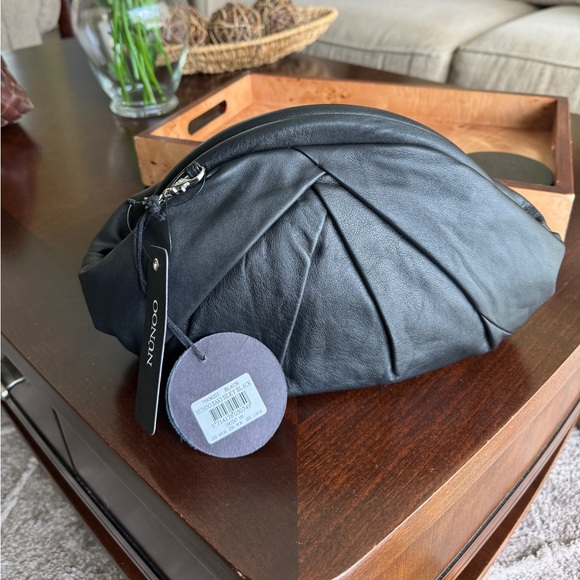Nunoo Saki Leather Slouchy Pillow Clutch in black - Picture 1 of 5